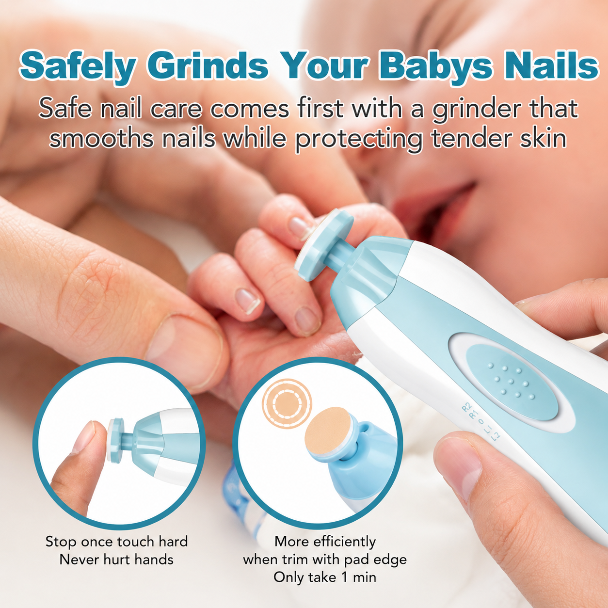 Premium 6-in-1 Electric Baby Nail Trimmer Kit β Safe Painless Infant Nail Filer & Clipper Set With Storage Case