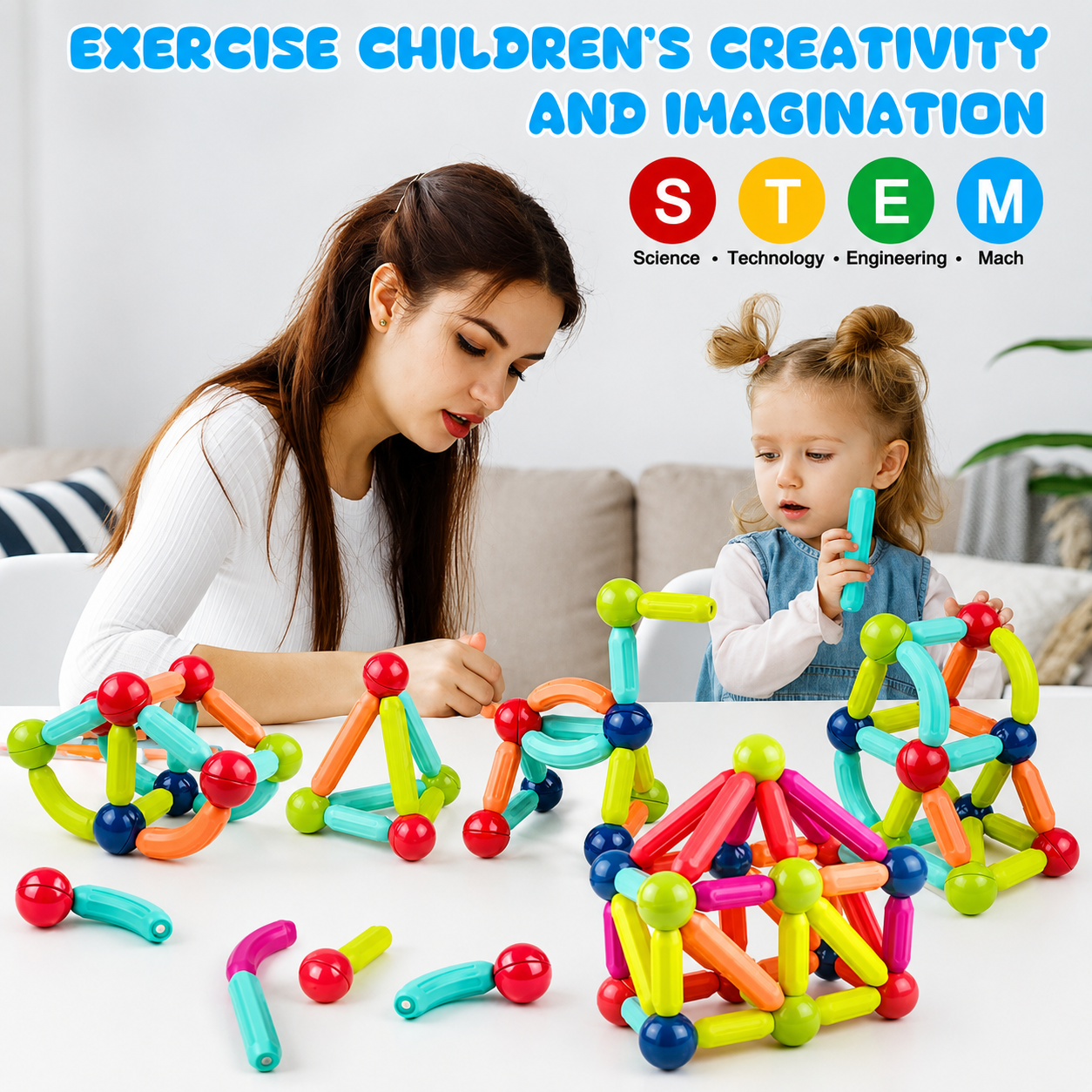 25 Pcs Magnetic Building Blocks Set For Kids – STEM Educational Magnetic Rods & Balls Construction Toy | Creative Learning Gift