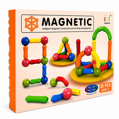 25 Pcs Magnetic Building Blocks Set For Kids – STEM Educational Magnetic Rods & Balls Construction Toy | Creative Learning Gift