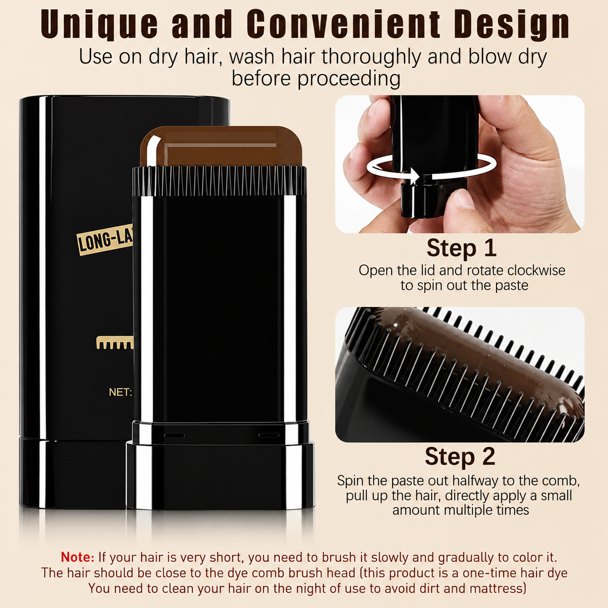 Instant Root Touch-Up Hair Color Comb Stick – Black & Brown