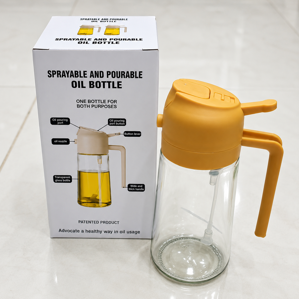 2-In-1 Oil Spray Bottle | 470ml Glass Oil Sprayer