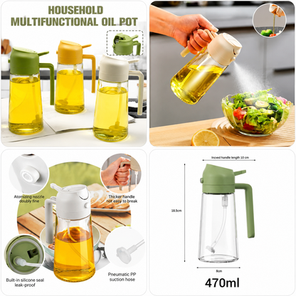 2-In-1 Oil Spray Bottle | 470ml Glass Oil Sprayer