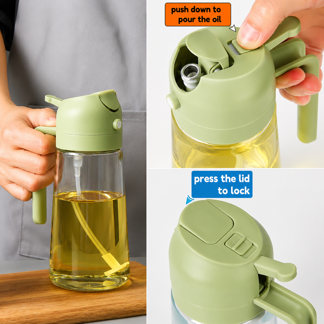 2-In-1 Oil Spray Bottle | 470ml Glass Oil Sprayer