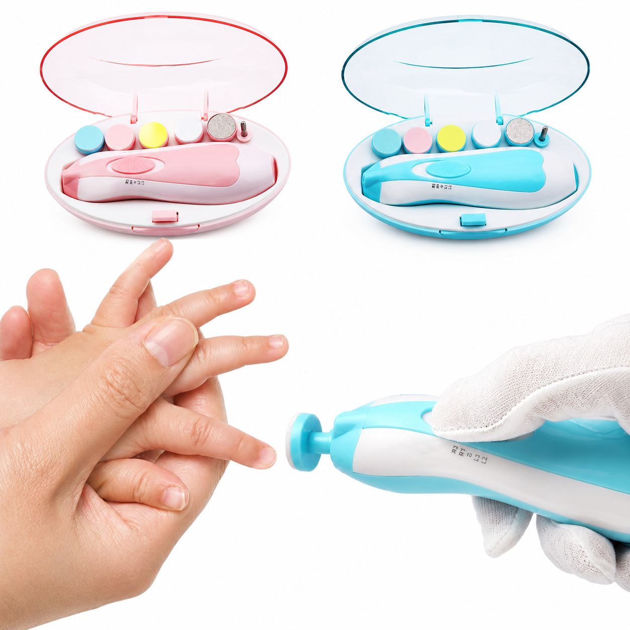Premium 6-in-1 Electric Baby Nail Trimmer Kit – Safe Painless Infant Nail Filer & Clipper Set With Storage Case
