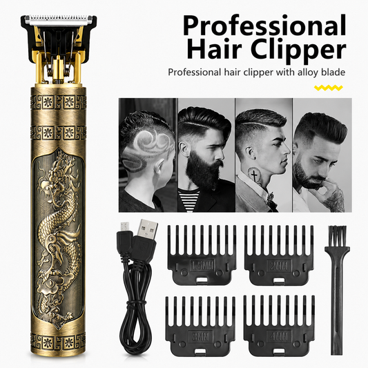 Vintage T9 Metal Body Hair & Beard Trimmer | USB Rechargeable Professional Hair Clipper For Men