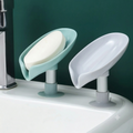 Leaf Shape Self Draining Soap Holder | Suction Cup Soap Dish For Bathroom & Kitchen | 45° Quick Drain Soap Stand