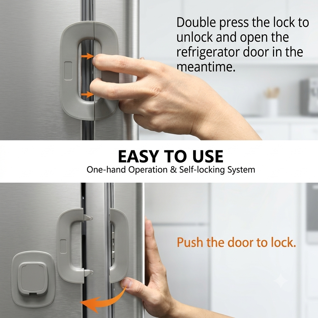 Child Safety Fridge Lock | Baby Proof Cabinet & Refrigerator Lock | Strong Self-Adhesive Safety Lock For Kids