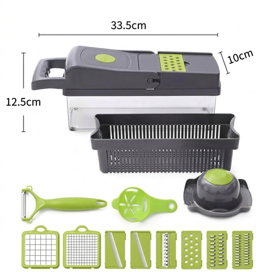 16-In-1 Multifunction Vegetable Chopper & Slicer | Manual Food Cutter With Colander & Storage Container