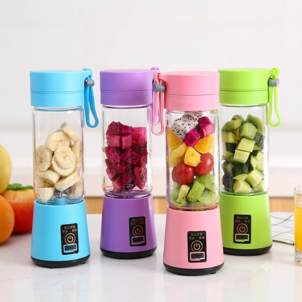 Portable USB Rechargeable Blender | 380ml Personal Smoothie Maker & Mini Juicer Bottle